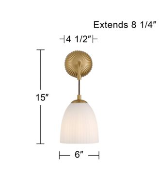 Comfrey 15" High Warm Brass and Fluted Glass Wall Sconce