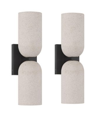 Possini Euro Amalfi 15"H Cement 2-Light LED Wall Sconce Set of 2