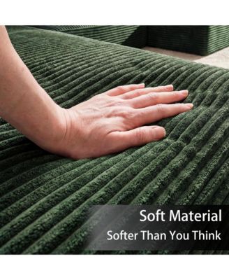 3-Piece U-Shaped Sectional Sofa Set With Pillows, Corduroy Convertible Couch