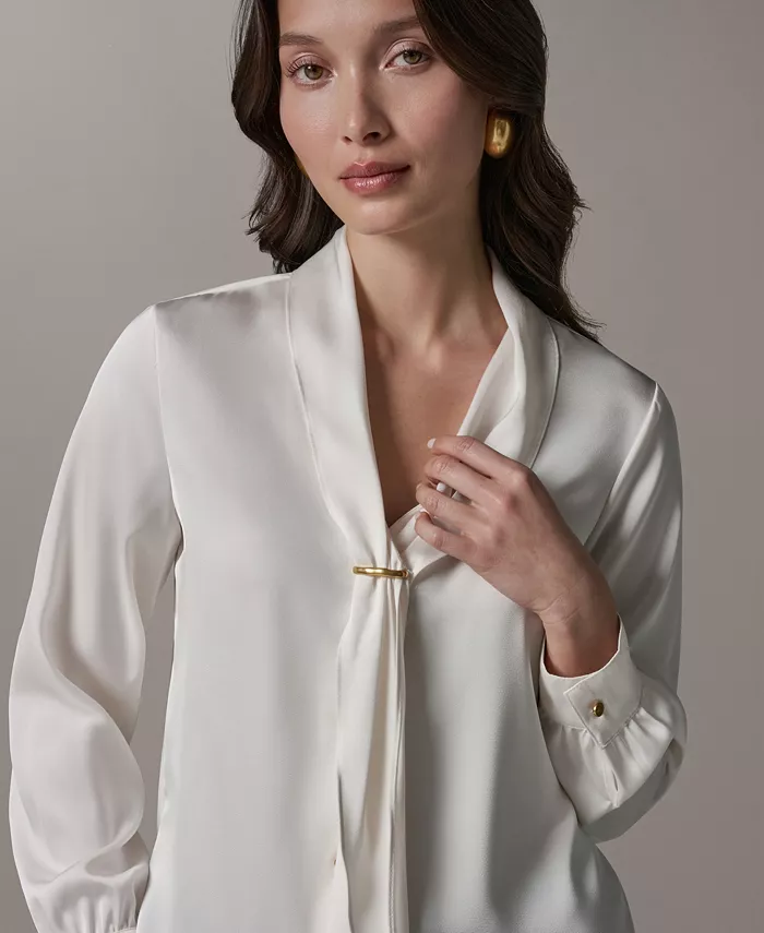 Petite Long-Sleeve V-Neck Pull-On Top - thumbnail 3