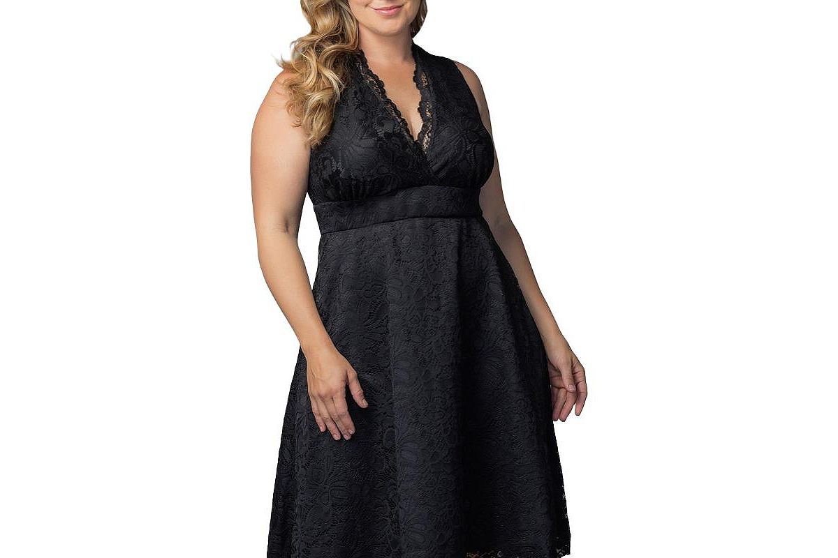 Kiyonna Plus Size Pin Up Boudoir Sleeveless Lace Cocktail Dress view 4 — MAYCSS fashion products