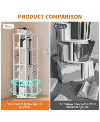 360degree Rotating Corner Bookshelf, Industrial Floor Standing Storage Organizer