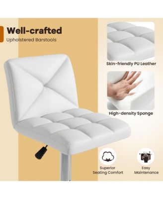 4 PCS Bar Stools PU Leather Swivel Bar Chairs Height Adjustable Upholstered Barstools