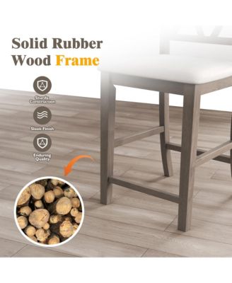 4PCS Bar Stools Counter Height Stools w/ Linen Fabric Upholstered Seat