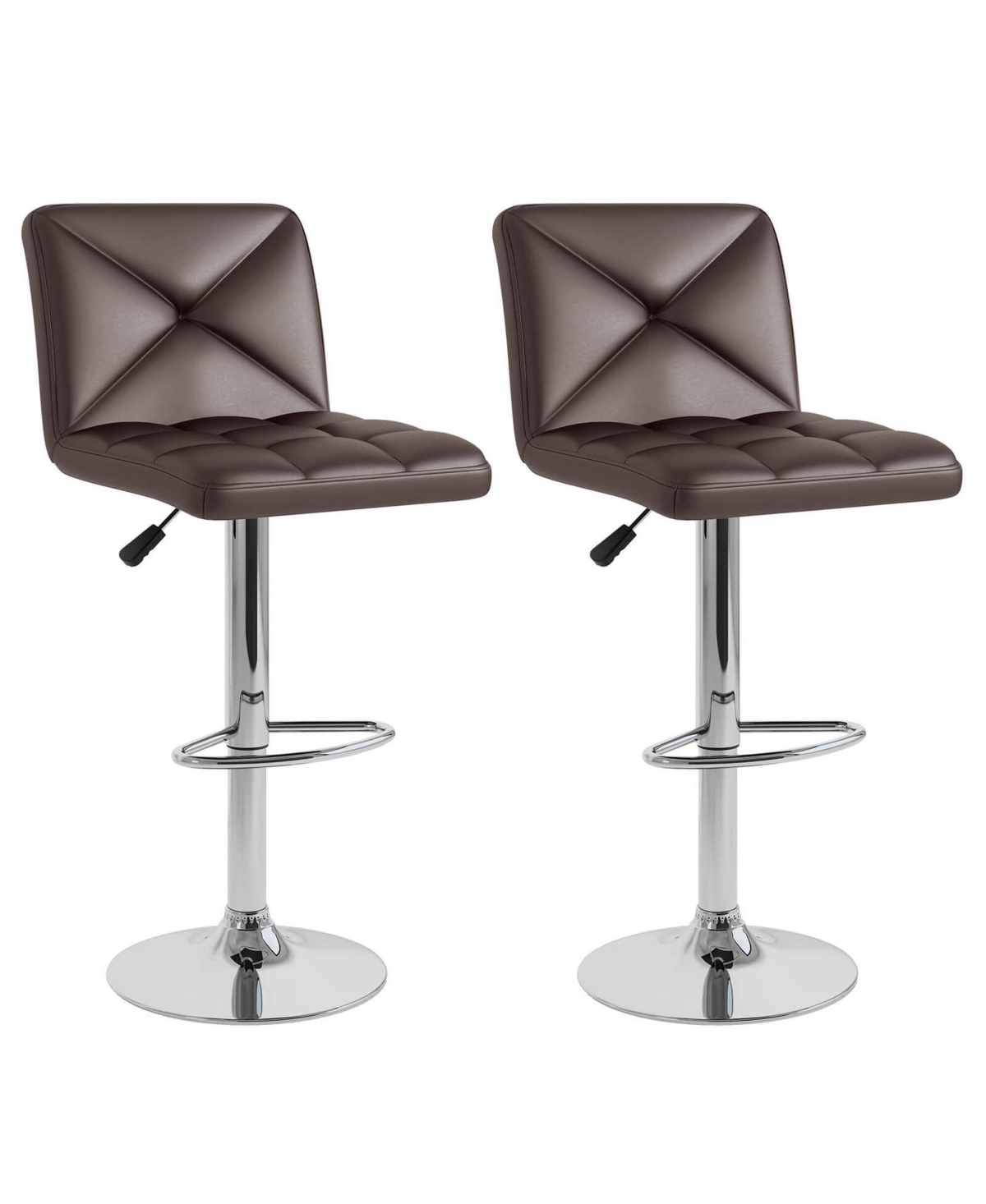 Gymax 4 Pcs Bar Stools Pu Leather Swivel Chairs Height Adjustable Upholstered Barstools
