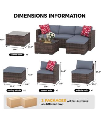 Patio Furniture Set, Outdoor Glass Table and Cushions with Rattan Wicker Chairs, Patio Furniture Set for Porch, Balcony, Backyard