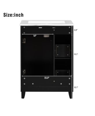 Bathroom Vanity Cabinet with Ceramic Sink, 2 Drawers and Door, Compact Storage for Small Spaces