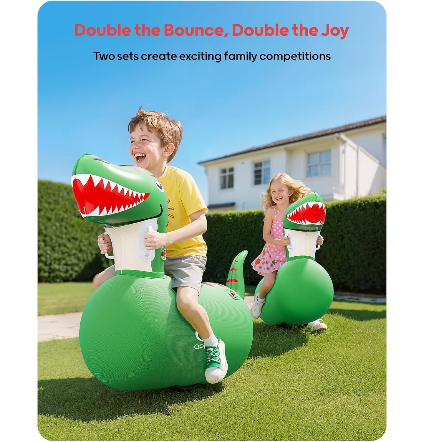 Детская игрушка QPAU Dinosaur Bouncing Horse, 48"L x 18"W x 36"H, 220 lbs Load Capacity, Ride-On Bouncy Animal Hopper, Ages 8+, цвет: Зелёный — фото 3
