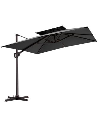Outdoor Patio Double Top 9x11FT Aluminum Cantilever Umbrella 360degree(s) Rotation