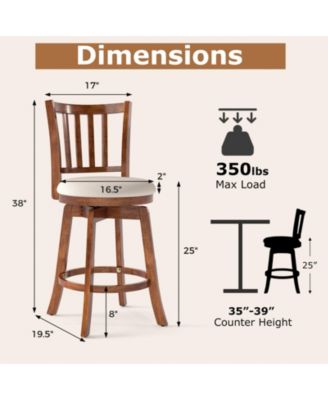 Swivel Counter Height Chairs Set of Two with Upholstered Seats
