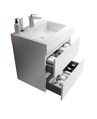 24" Wall Mounted Bathroom Vanity with Sink, Modern Large Storage Floating Bathroom Vanity without Faucet, Pre-assembled