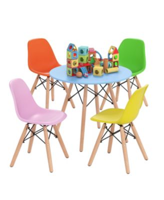 Five Piece Kids Colorful Table Set with Four Chairs