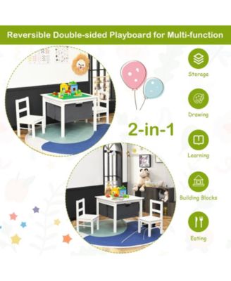 2 in 1 Kids Activity Table and Chairs Set with Storage