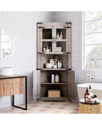 Farmhouse Corner Cabinet, Tall Corner Storage