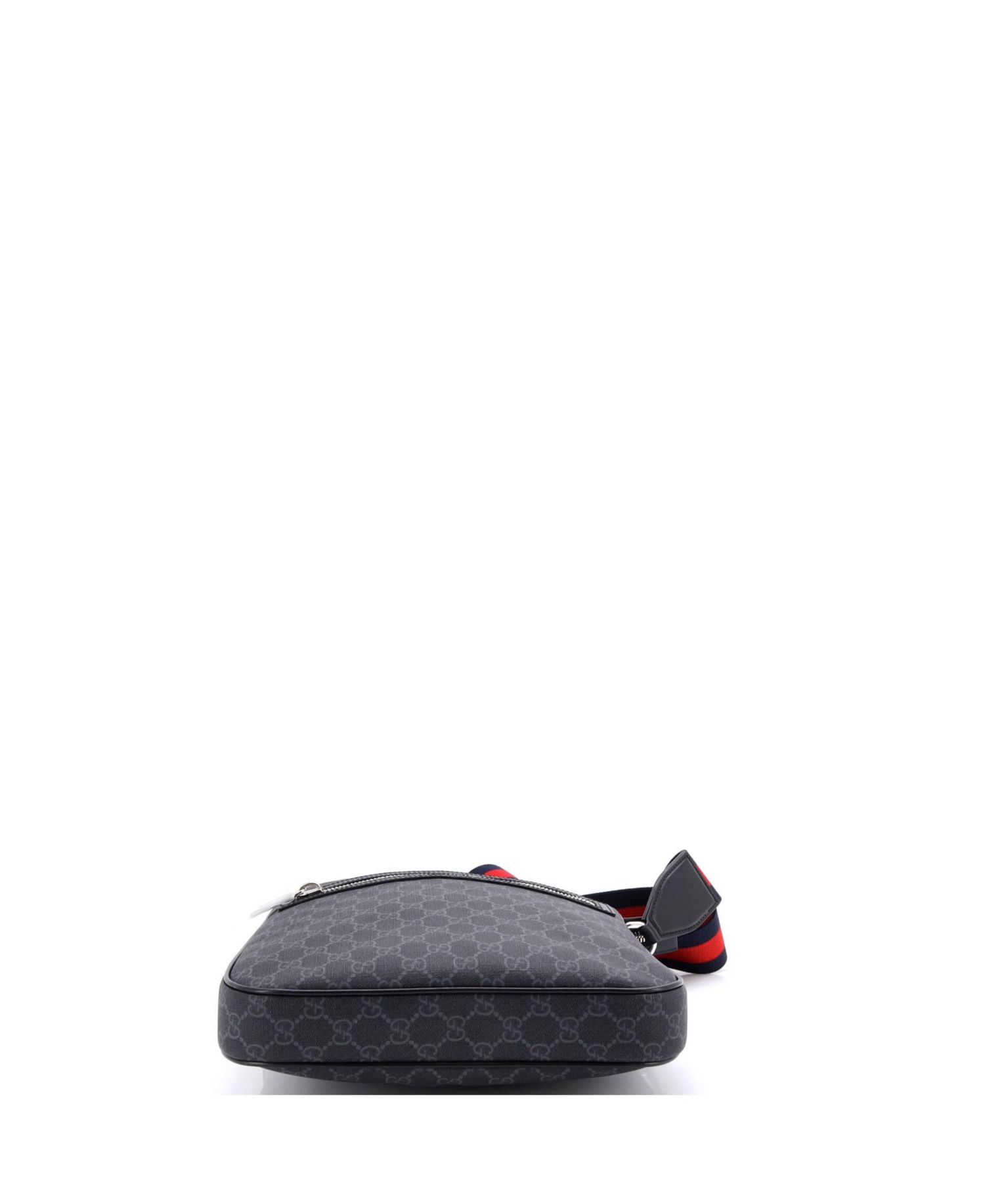 Medium Web Strap Front Zip Messenger Bag GG Coated Canvas
