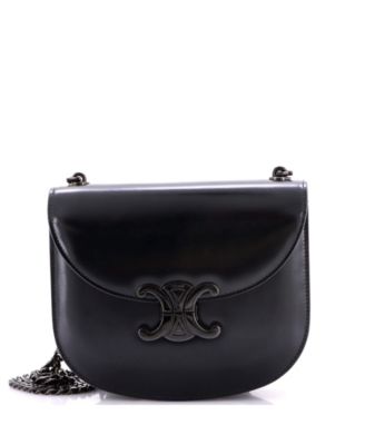 Triomphe Besace Clea Chain Flap Bag Leather