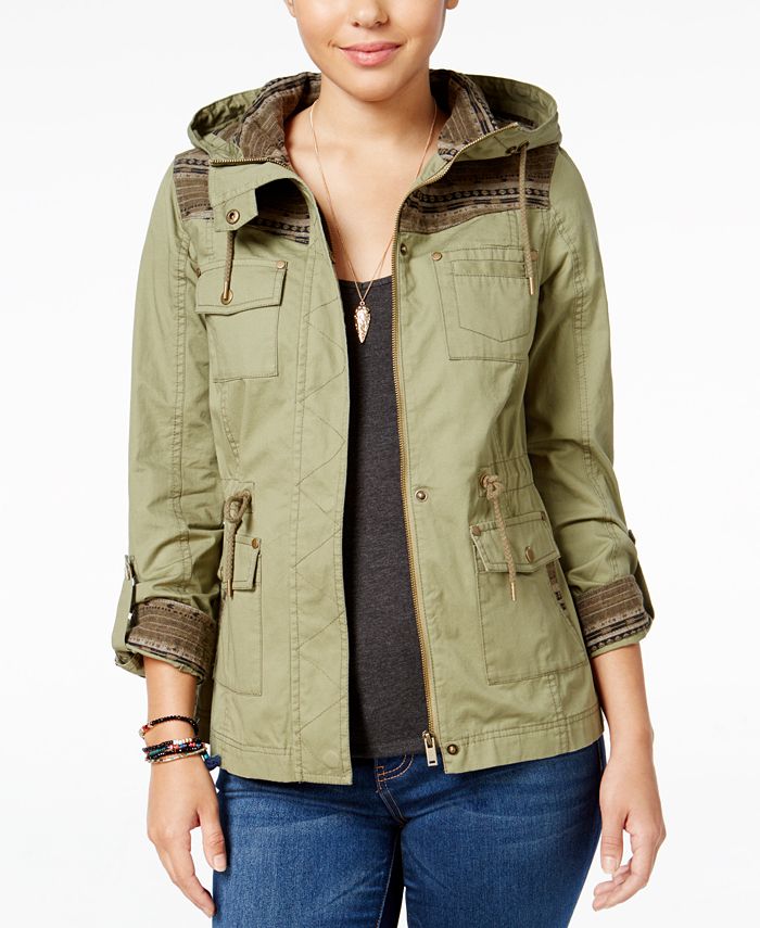 American Rag Knit-Trim Hooded Utility Jacket, Created for Macy's - Macy's