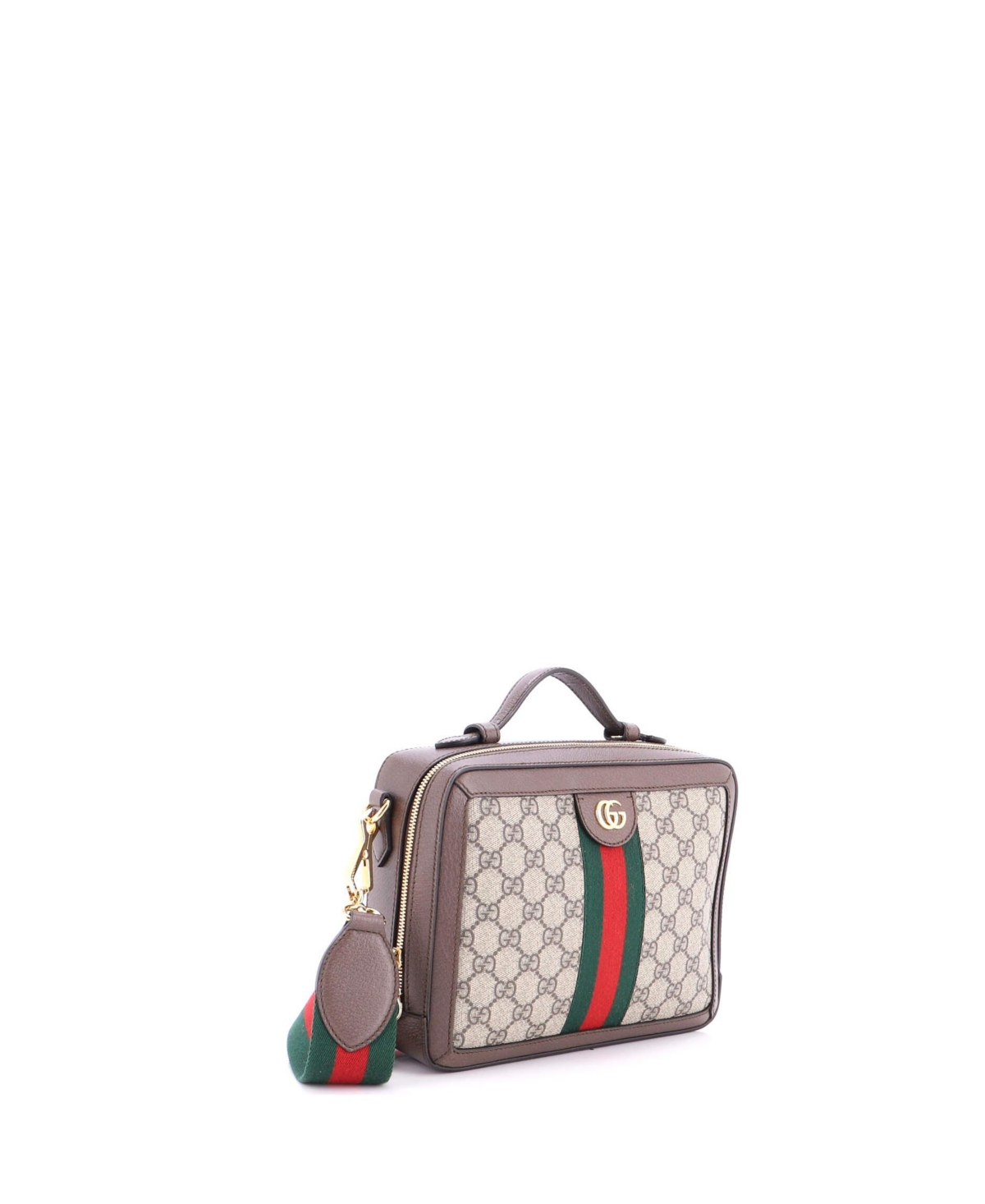 Pre-Owned Gucci Small Ophidia Zip Around Camera Bag Gg Coated Canvas