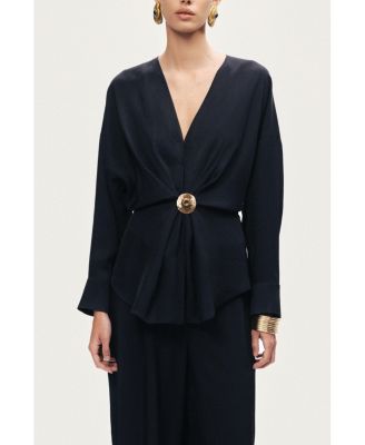 Women's Draped Buckle-Detail Shirt
