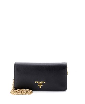 Mini Wristlet Wallet on Chain Saffiano Leather