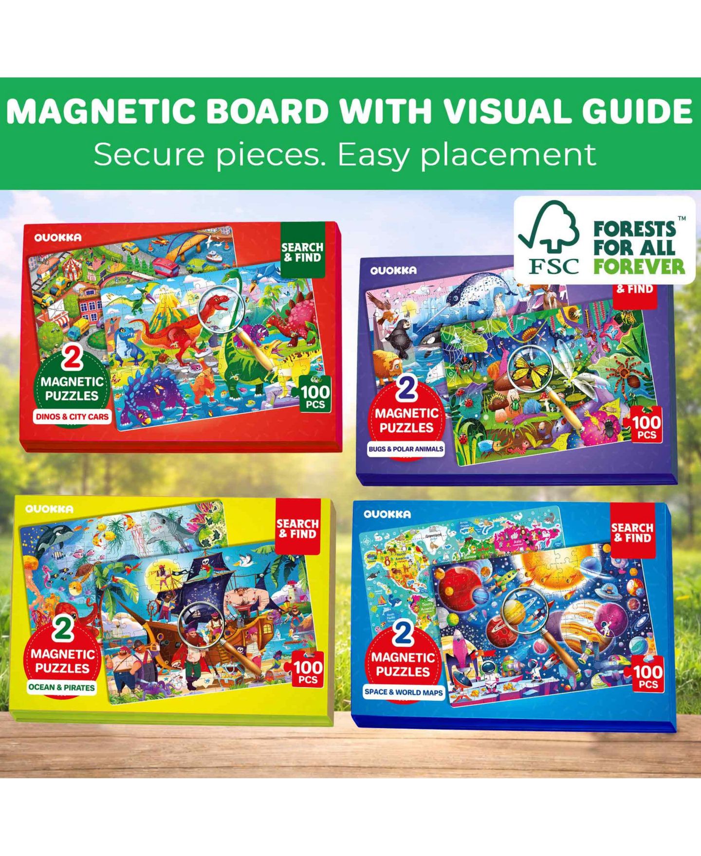 Детский пазл Quokka Magnetic Puzzles for Kids Ages 4-6 - 100 PCS Magnetic Puzzle Book for Toddlers 3-5, цвет: Dino — фото 6