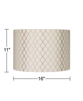 Set of 2 Drum Lamp Shades Embroidered Medium 16" Top x 16" Bottom x 11" High Spider Harp and Finial Fitting