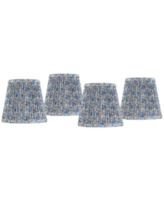 4" Top x 6" Bottom x 5 1/2" High x 5 1/2" Slant Print Lamp Shade Replacement Set of 4 Shirred Pleated Clip On