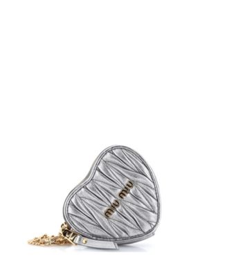 Heart Chain Coin Purse Matelasse Leather