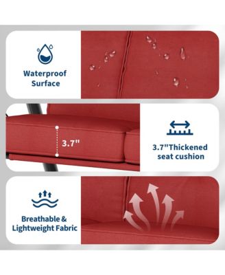 3-Seater Outdoor Swing with Adjustable Canopy, Thick Cushions, Cup Holders, Weather-Resistant Steel Frame, Patio Bench for Garden