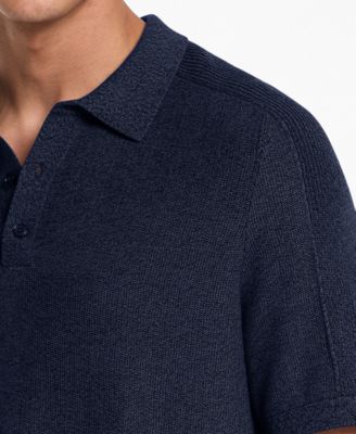 Michael Kors Men's Short-Sleeve Textured Mouline Polo Shirt - Macy's