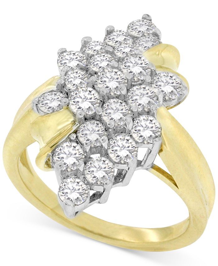 Macy's Diamond Leaf Cluster Ring (2 ct. t.w.) in 14k Gold Macy's