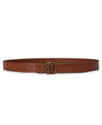 Reversible Croc-Embossed Leather Belt