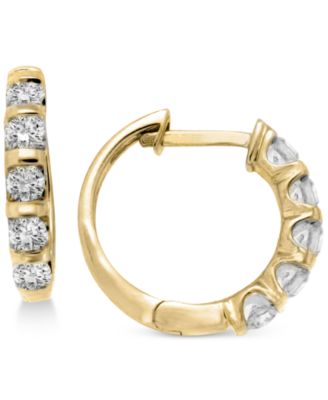 Macy's - Diamond Five-Stone Hoop Earrings (1/2 ct. t.w.) in 14k White or Yellow Gold