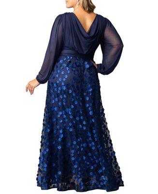 Plus Size Blossoming Beauty Mesh Evening Gown