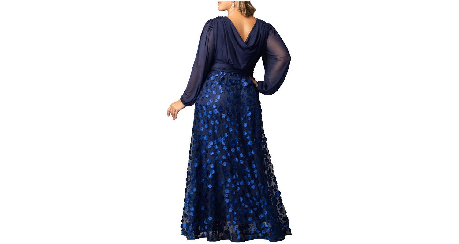Plus Size Blossoming Beauty Mesh Evening Gown