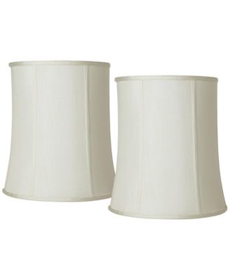 Imperial Shade Set of 2 Tall Drum Lamp Shades Cream Medium 12" Top x 14" Bottom x 16" High Spider with Harp and Finial Fitting