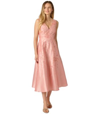 Women's Floral Embroidered A-Line Midi Dress