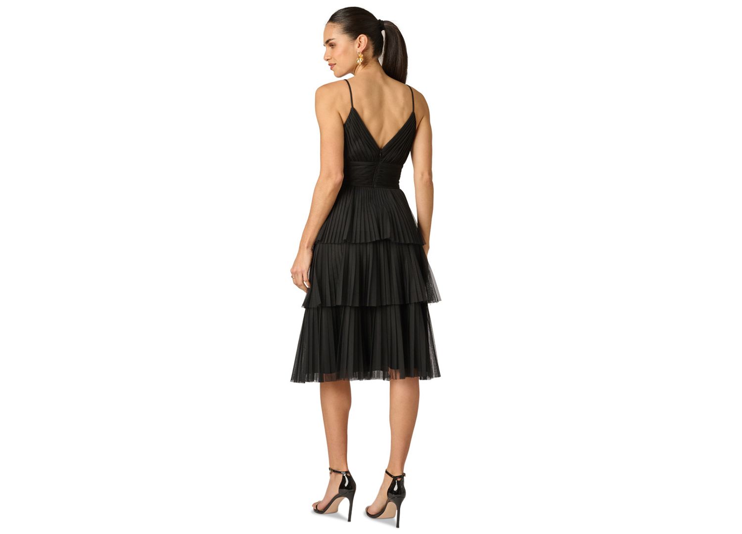 Women's V-Neck Mesh Midi Dress