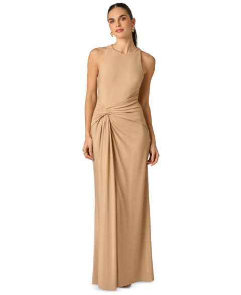 Женское платье Adrianna Metallic Stretch Knit Draped Gown, цвет: Светлый золотой