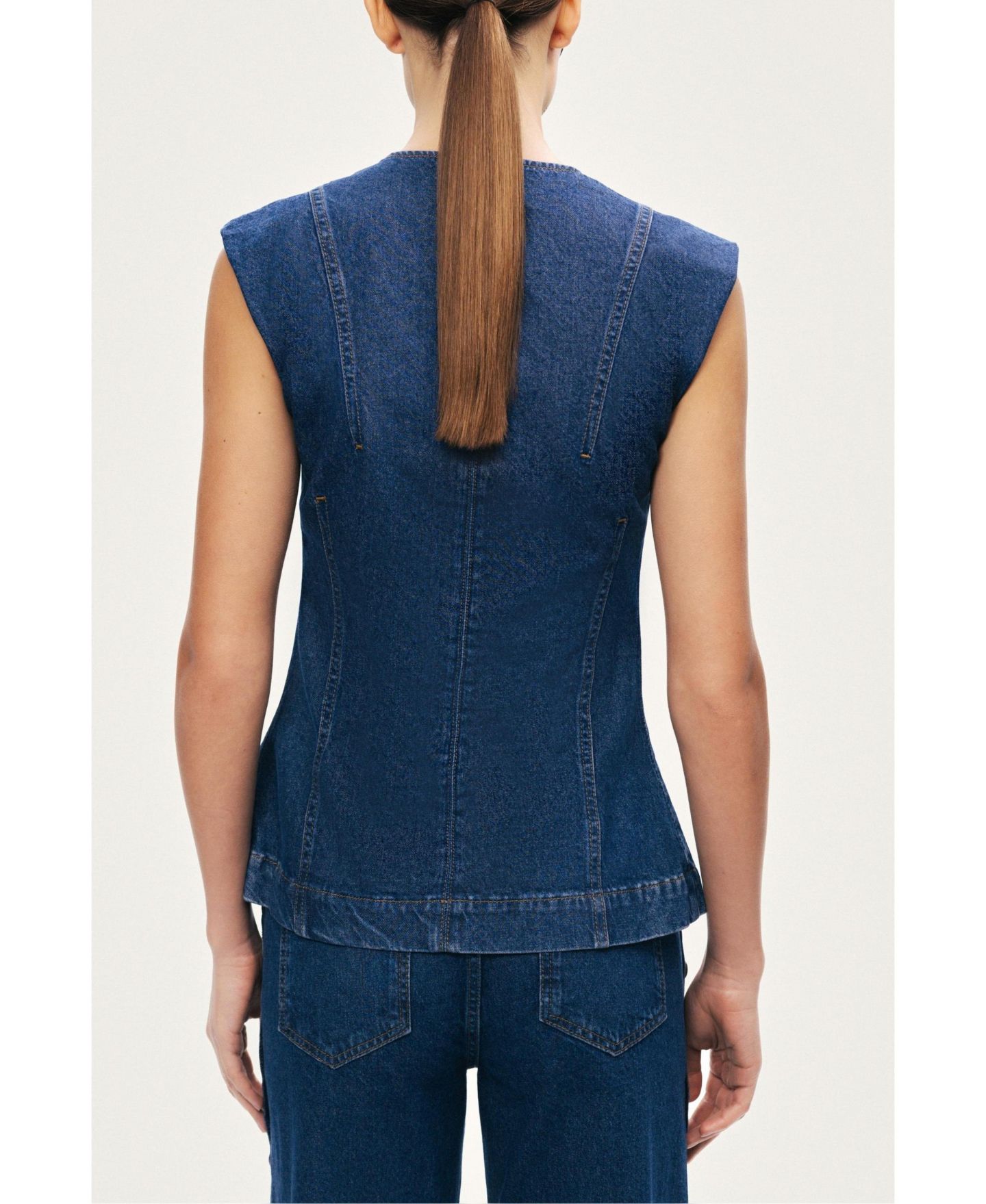 Женский жилет NOCTURNE Button-Front Denim — фото 5