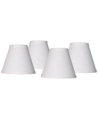 Set of 4 Hardback Empire Lamp Shades White Linen Candelabra Clip-On Fitting