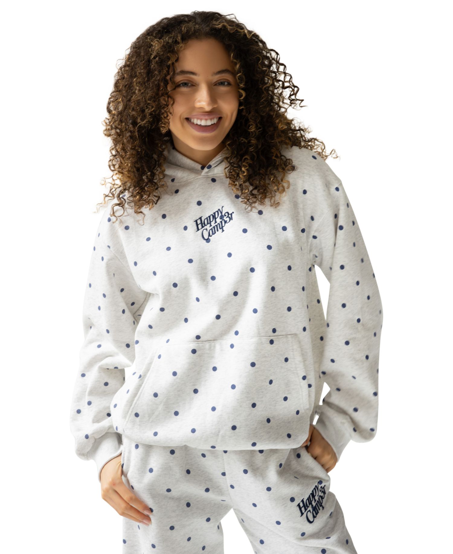 Women's Polka Dot Applique Long-Sleeve Hooded Sweatshirt