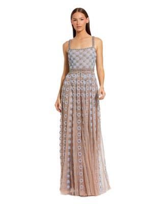 Petite Embellished Mesh A-Line Evening Gown
