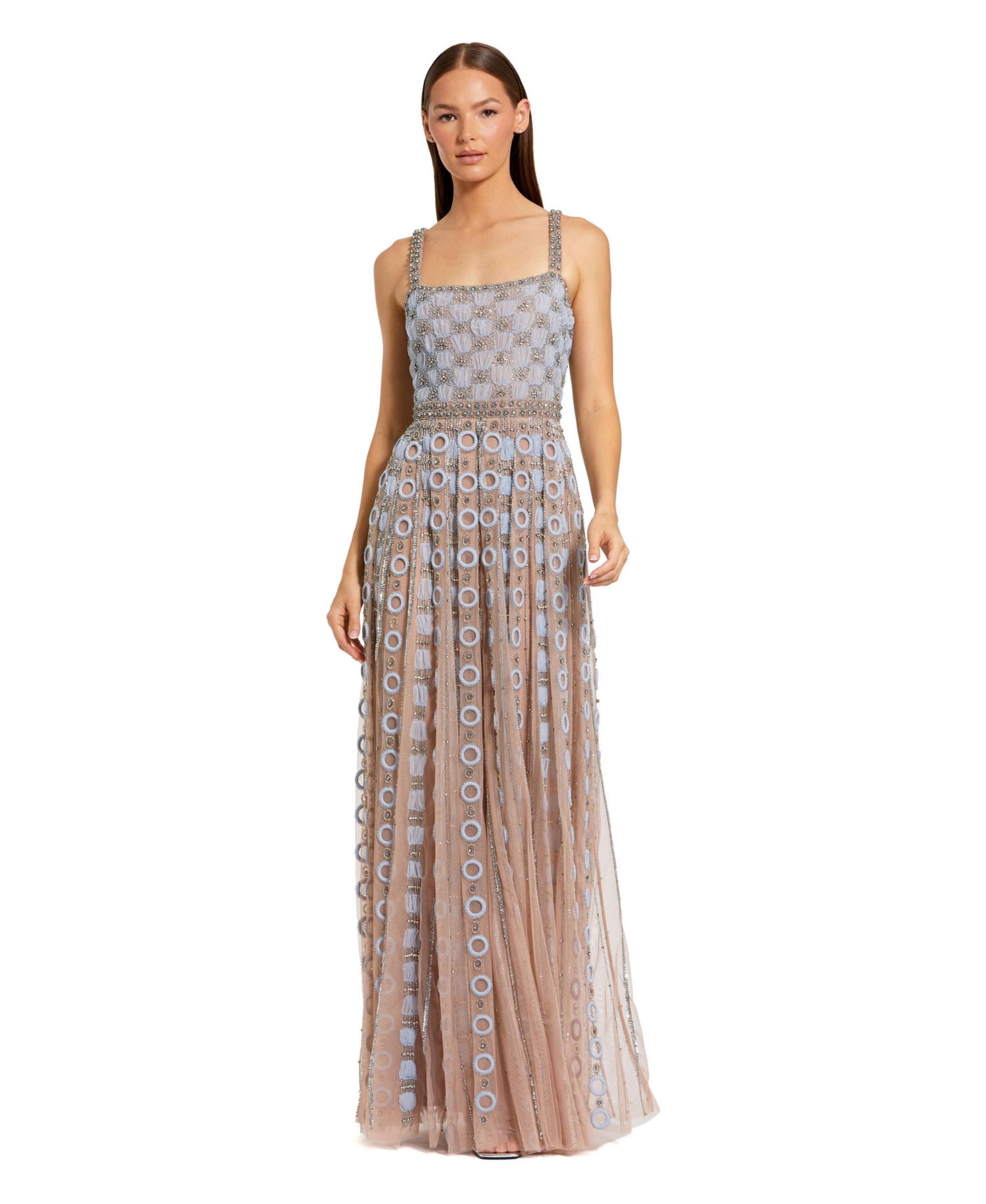 Petite Embellished Mesh A-Line Evening Gown
