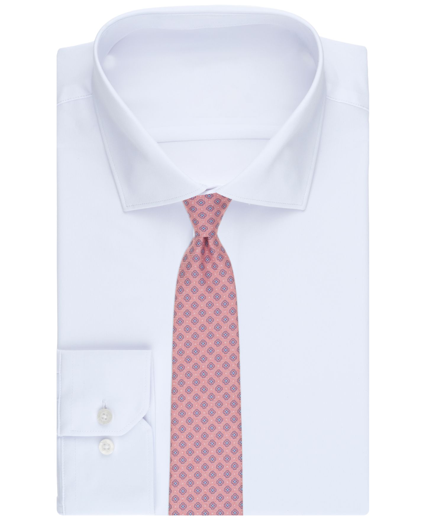 Мужской галстук Club Room Neat Floral Pattern Tie, цвет: Розовый — фото 3