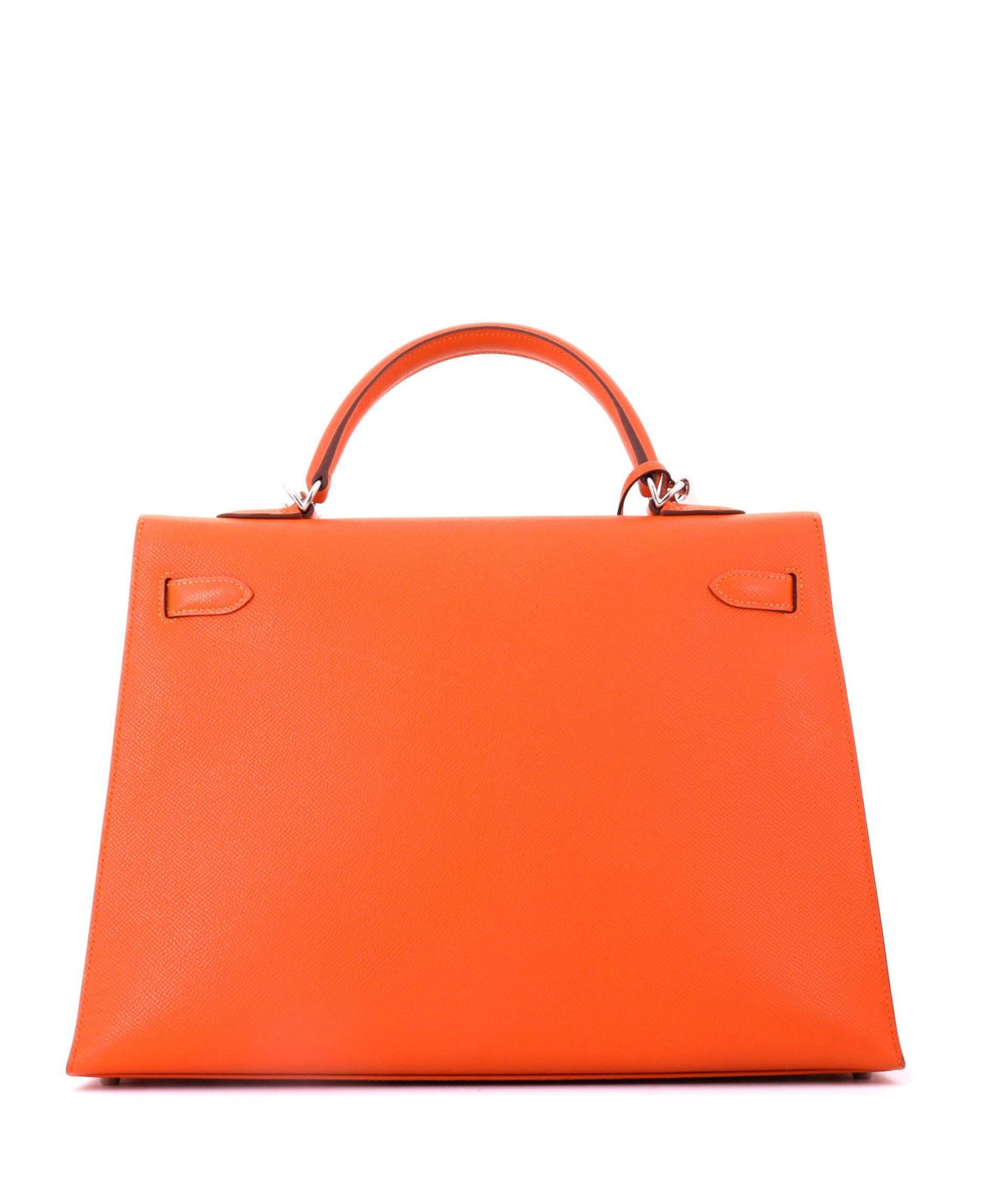 Kelly 35 Handbag Orange Epsom with Palladium Hardware