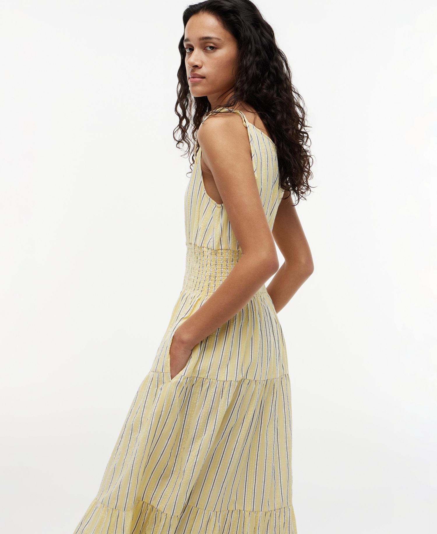 Women's Smocked Tie-Detail Sleeveless Midi Dress
