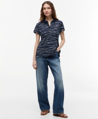 Women's Printed Short-Sleeve Polo Top