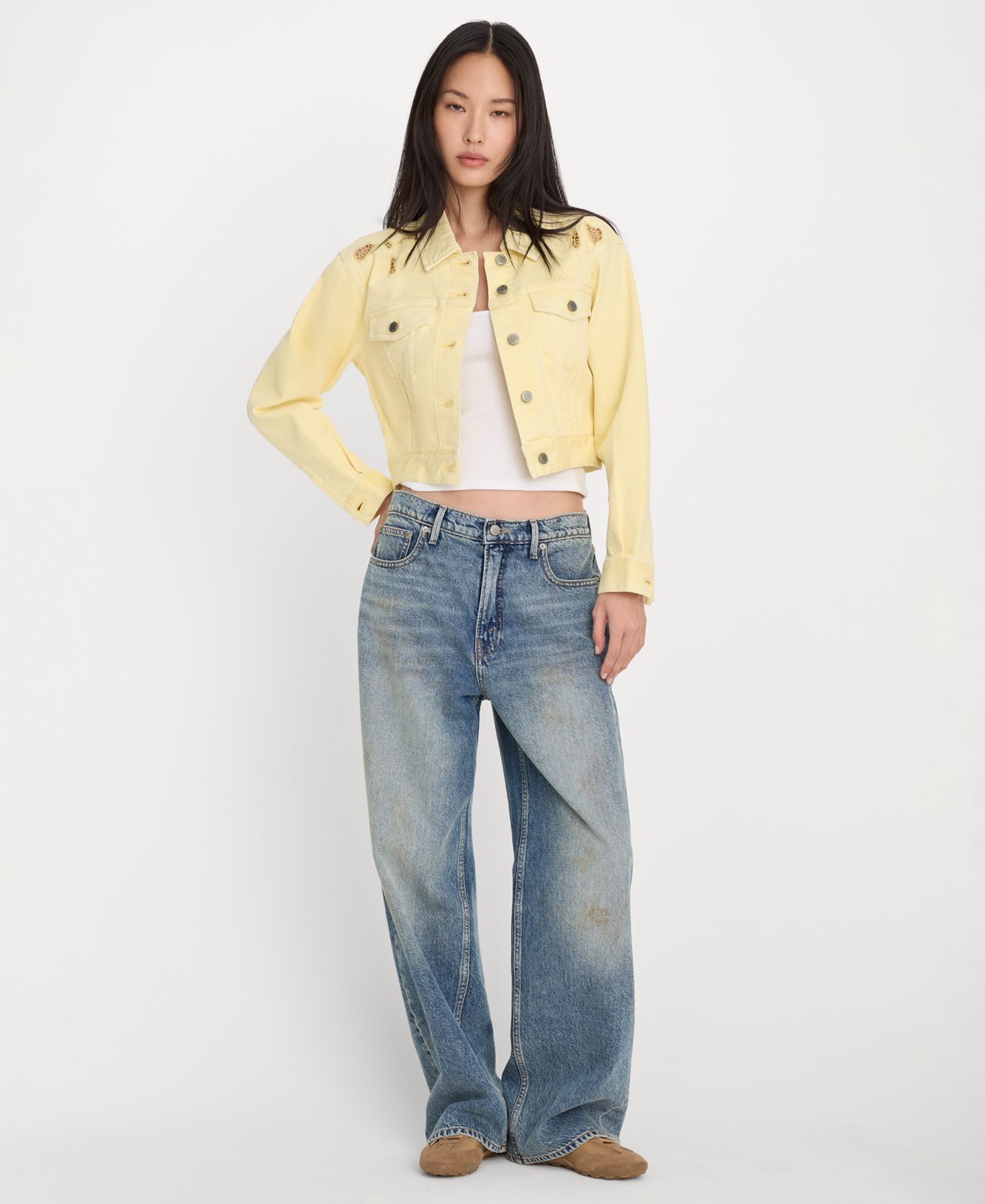 Женская куртка Good American Essential Crop Denim Jacket, цвет: Anyw — фото 2