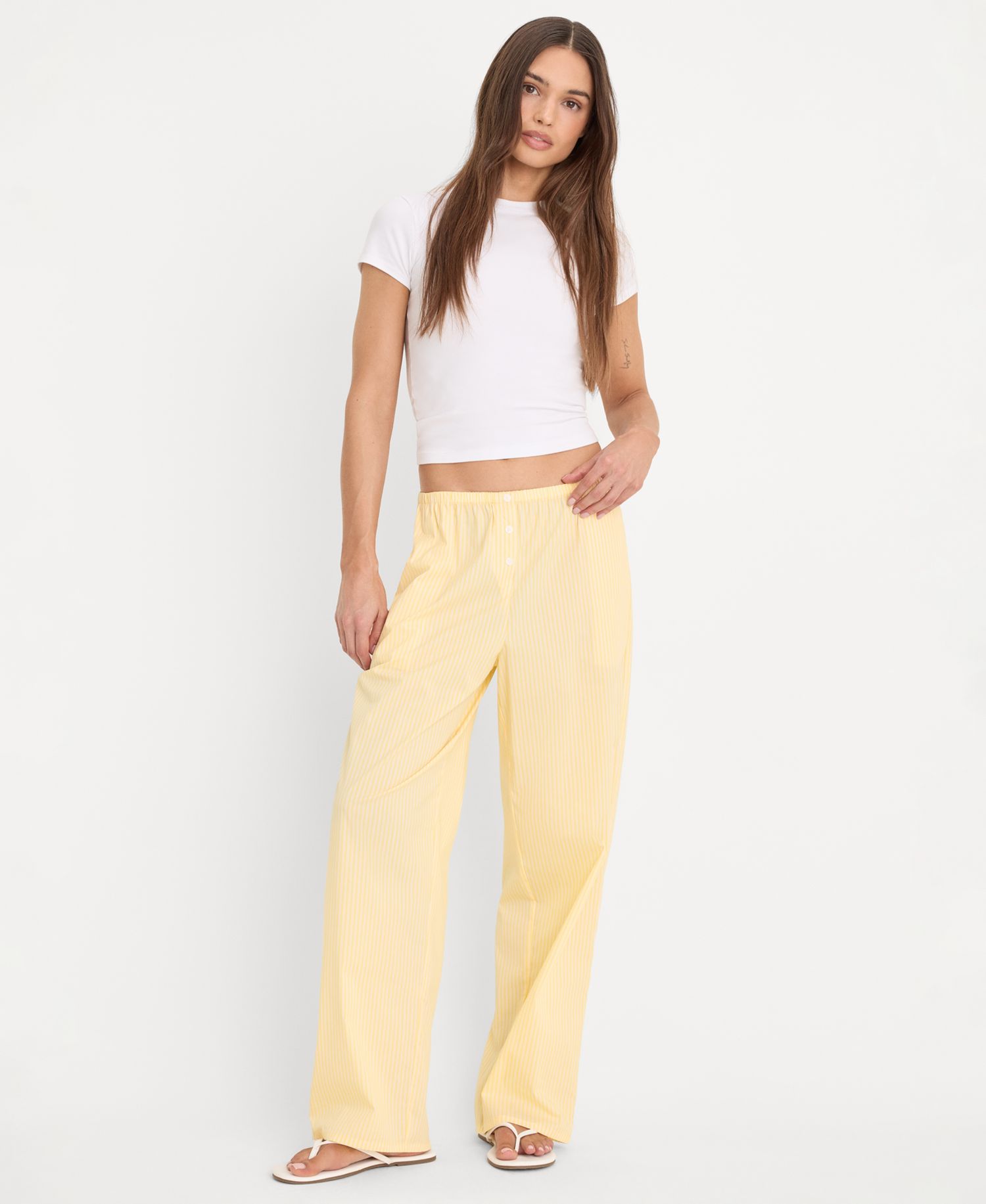 Women's Poplin Lace Trimmed Pants